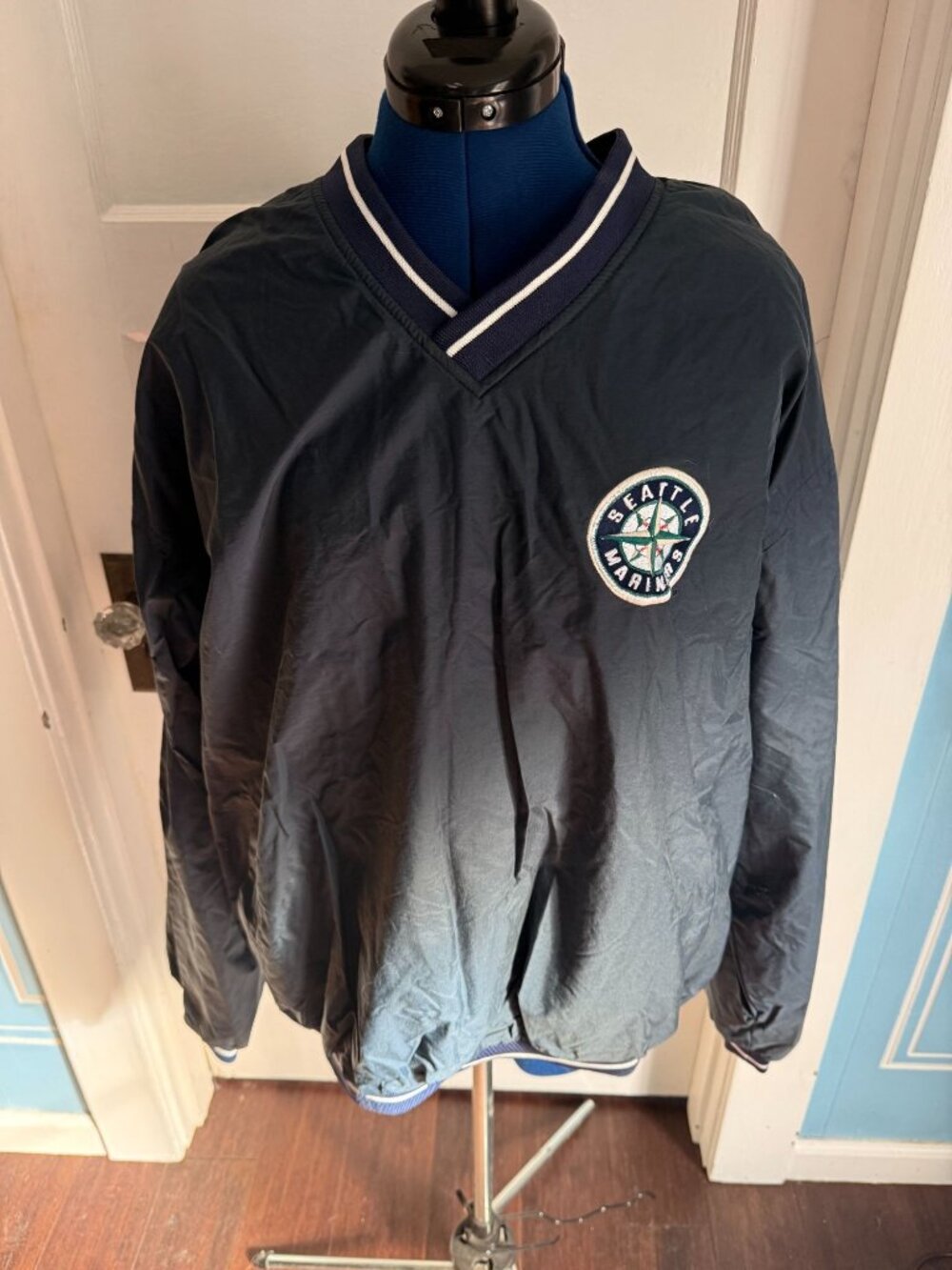 VTG Seattle Mariners Rawling Pullover Navy + White with Logo Windbreaker Jacket